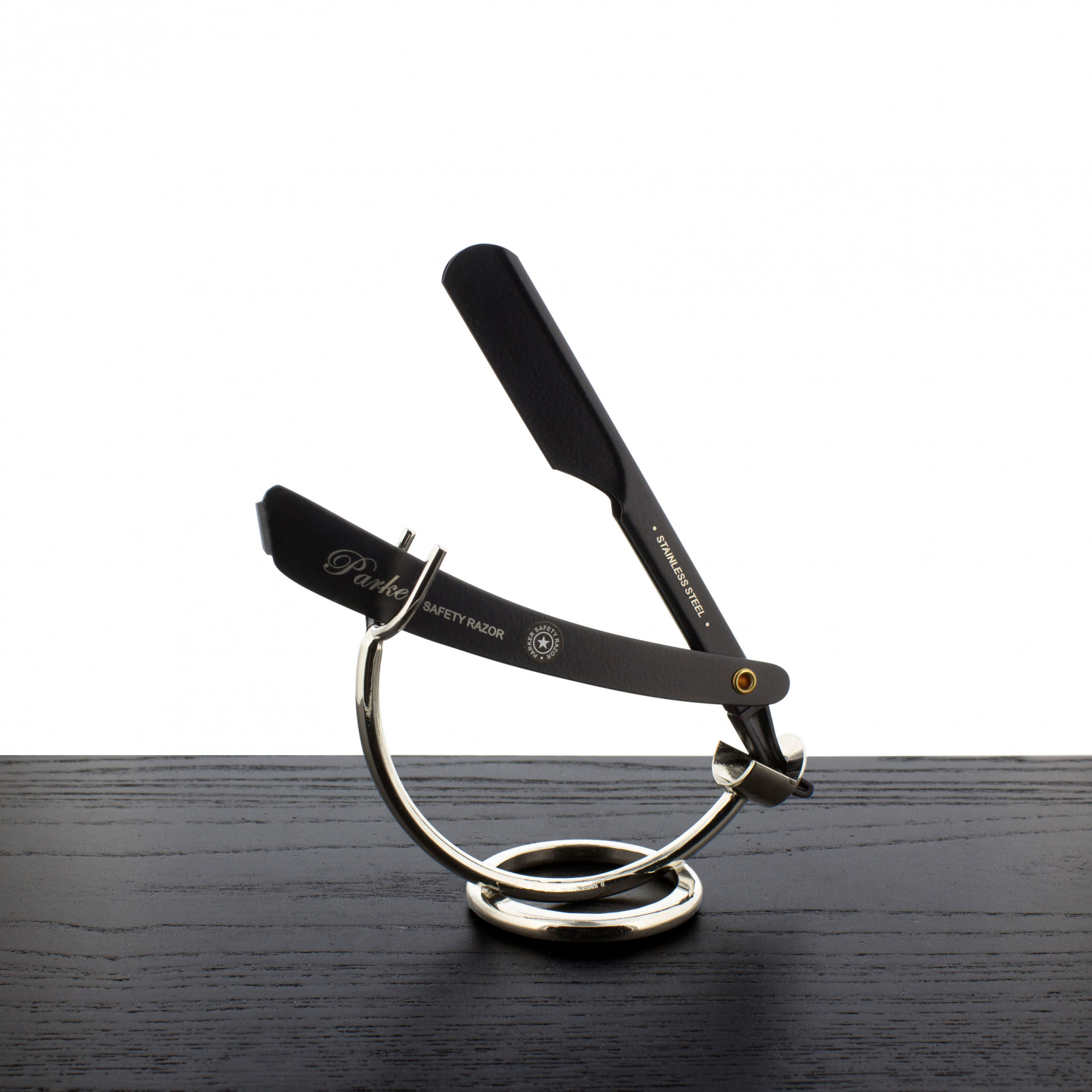 Parker PTABK Stainless Steel Adjustable Straight Razor, Black